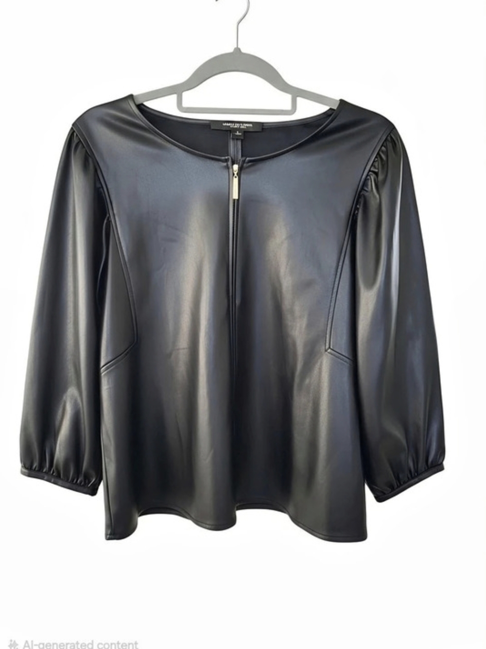 Marc New York Black Zip Front Blouse Like New Size L